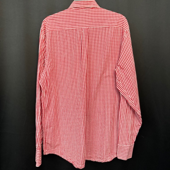 Coast Boardwalk Men’s L Red White Gingham Button Down Shirt Long Sleeve USA - Picture 5 of 7